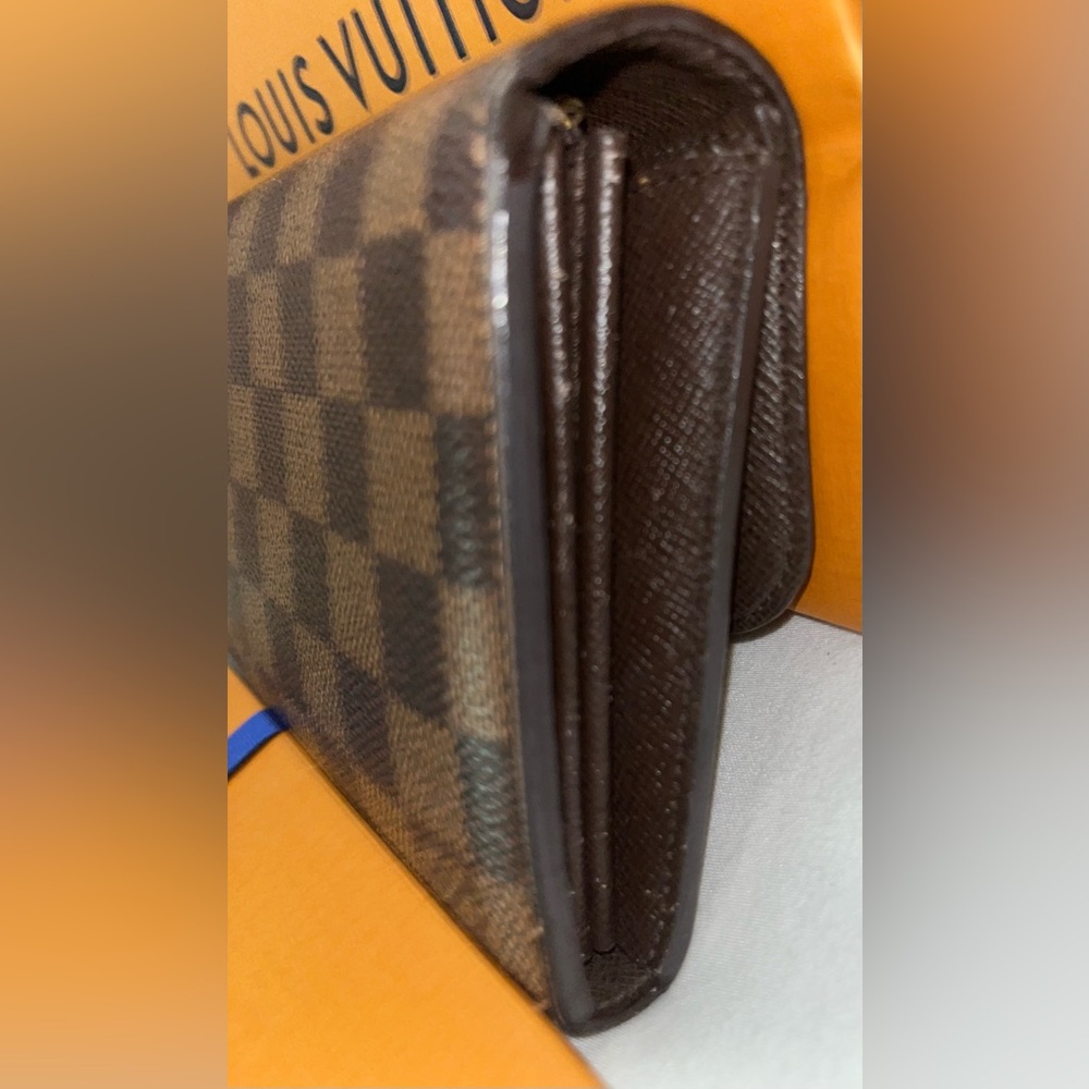 Louis Vuitton Damier Ebene RoseberyTurn Lock Flap Closure Long Wallet LV Dusty - Picture 6 of 14